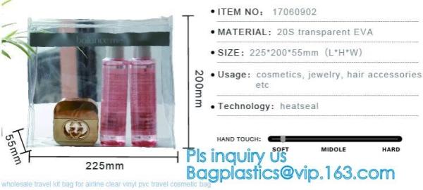 Eco-friendly Red Clear Slider Zipper PVC Cosmetic Make Up Bikini Bag, pvc zipper lock slider bag