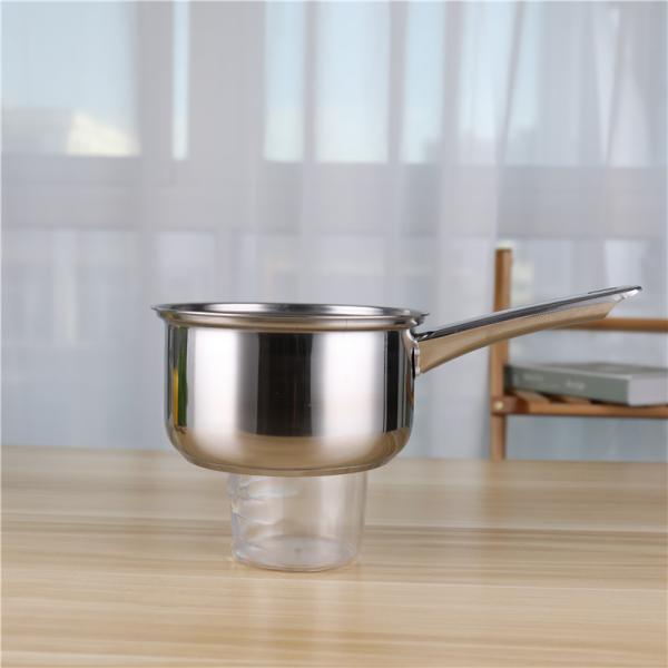 18cm Long handle stainless steel 410 milk pot cooking cookware with glass lid