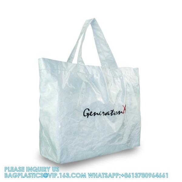 Tyvek Shopping Bag American Style Transparent Clear PVC Printed Logo Shopping Bag Hand Bag Transparent Beach Bag