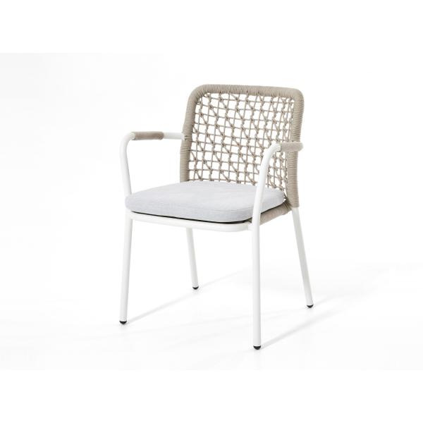Quick Dry Foam Size Custom Dining Teak Wood Rope Chair for Modern Garden
