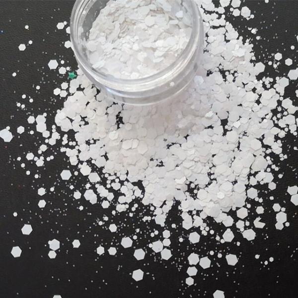 White Chunky Glitter Powder Nail Art 1kg Bag Package Mixes White Color Glitter for Colorful Nails
