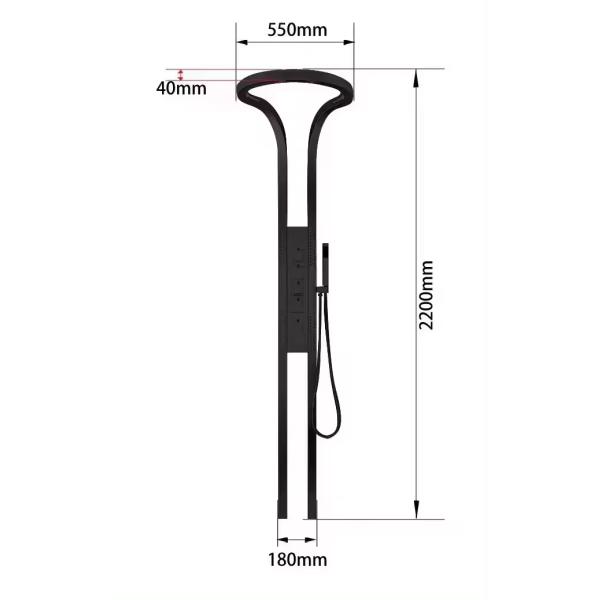 Wall Shower Set with High Pressure Rainfall Round Matte Black Head and Panel Combo Set