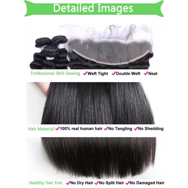 8’’ - 30’’ Loose Wave Virgin Hair / Brazillian Hair Bundles With 13*4 Closure