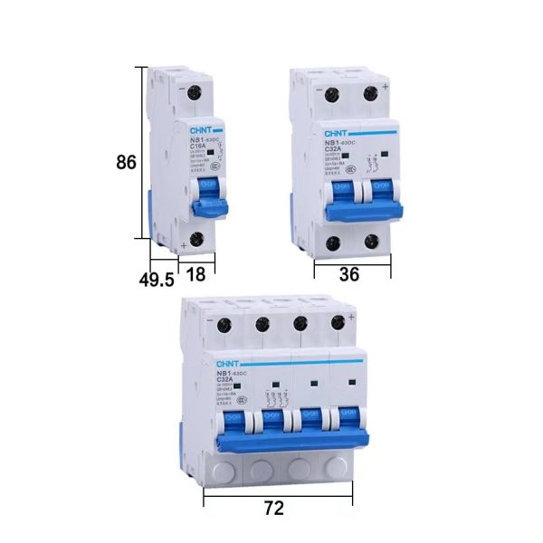 Pv Dc Miniature Circuit Breaker 1P 2P 4P 500V Photovoltaic Breaker 1A~63A CE RoHS