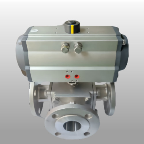 Customized Pneumatic Three Way Ball Valve ISO5211 / DIN3337 Ball Valve With Pneumatic Actuator