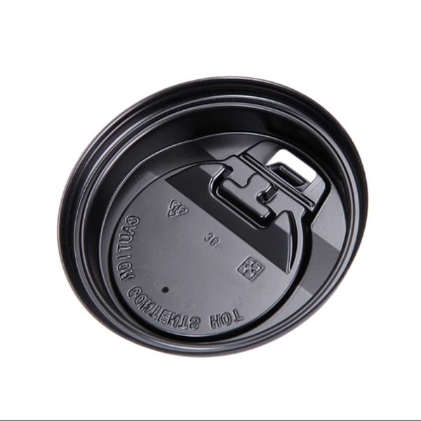 Disposable Thicken Black Coffee Lids , Safe Dome Switch Hot Drink Lids