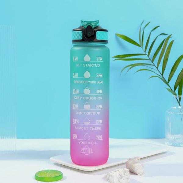 Moderno Color Gradiente Frigorífico Botella de agua de plástico para deportes 750ml Botellas de agua para ciclismo personalizadas Mantente hidratado Ligero Durable