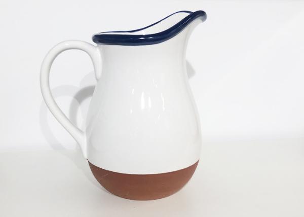 White Solid Glazed Coated Ceramic Stoneware Terracotta Water Jug Pitcher