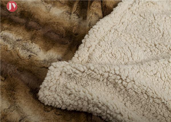 Luxury Sable Mink pv fur minky brushed double Throw Blanket - Beige & white Mink plush Animal Print Fur Throw