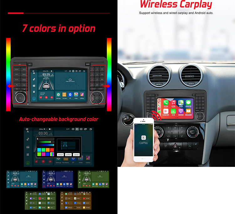 Mercedes Benz ML 350 W164 2005-2012 GPS Car Wireless Carplay с физическими кнопками