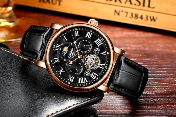 KINYUED mans watches custom logo wholesale luxury luminous hands automatic tourbillon watch mechanical