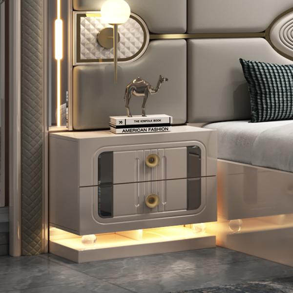 Moderne cadre en bois de luxe lit double king size ensemble villa maison chambre principale reine cuir en bois Mdf ensemble de chambre à coucher