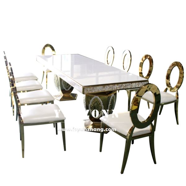 New Design Wedding Stainless Steel Dining Table Gold Metal Table for Event Dining