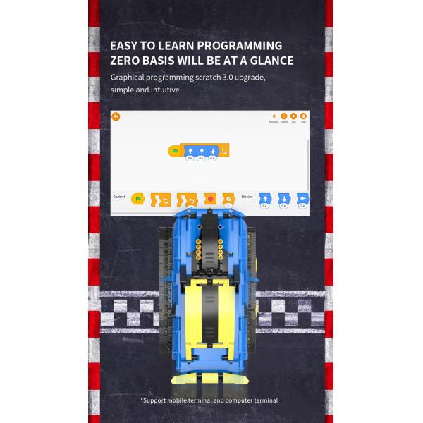 Unisex 2 in 1 Remote Control Racing Car DIY Building Kits for Kids Boys Girls 8-13 Years