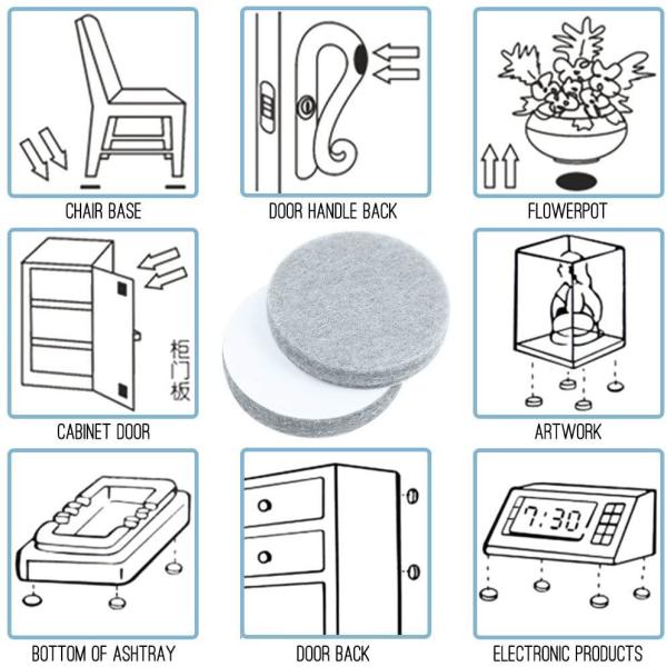 Floor Protector Chair Leg Pack Of 60 Self Adhesive Felt Pads