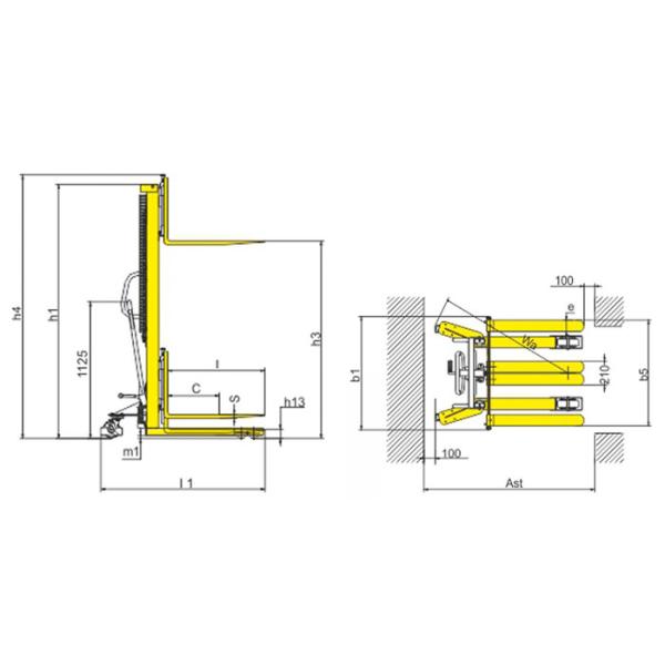 Компакт 1,5 тонны колеблет высота подъемноого-транспортировочн механизма 1500мм поднимаясь с колесами нейлона