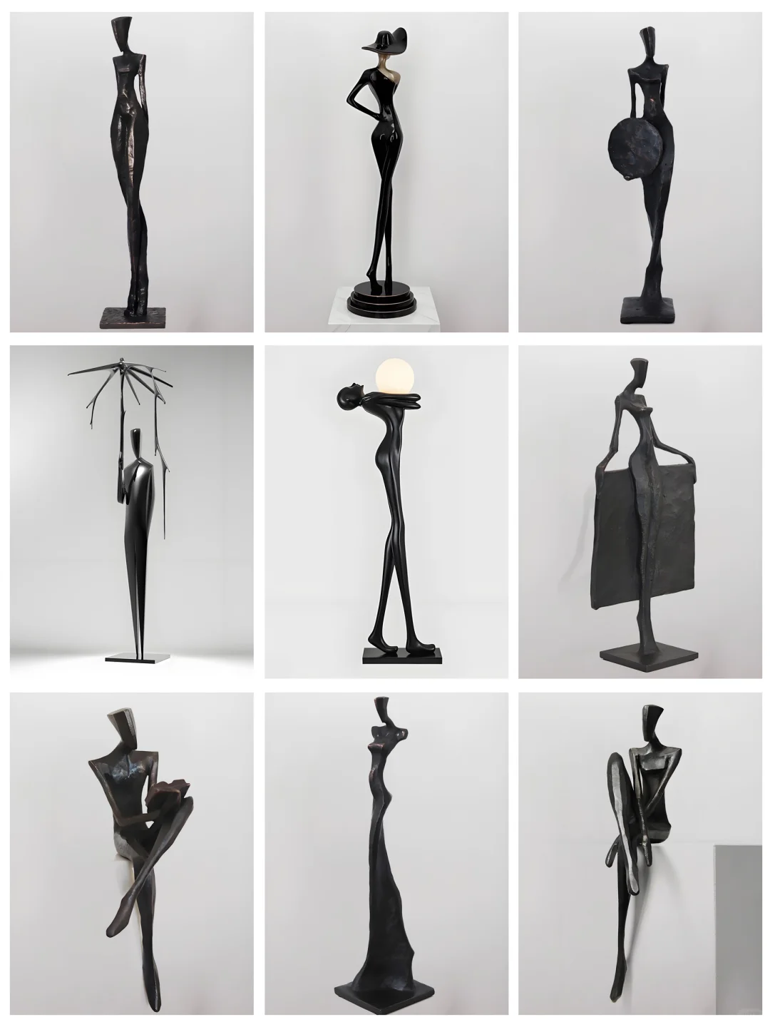 Sculptural Black Resin Floor Lamps With LED Sphere Clusters For Luxury Interiors