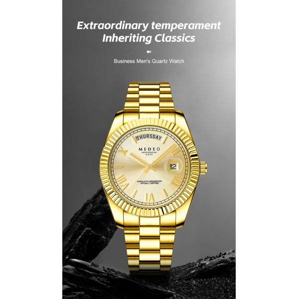 Waterproof Men's Quartz Watch With Butterfly Clasp