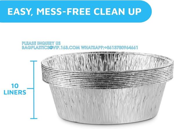 10'' Inch Round Tin Foil Pans Disposable Aluminum, Extra Deep Freezer & Oven Safe - For Baking, Cooking, Storage