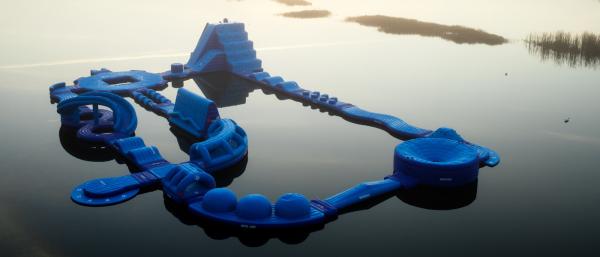 Inflatable Backyard Water Park With Banana Boat And Water Roller And Aqua Yoga Mat