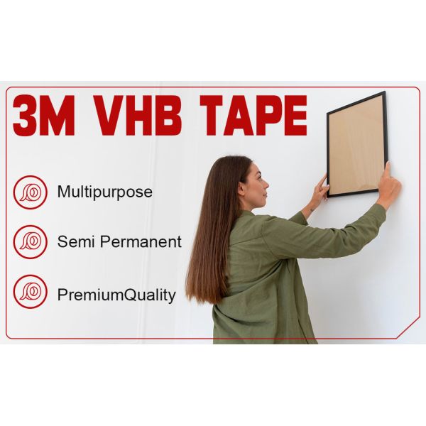 Heavy Duty Double Sided Waterproof Masking Tape Acrylic Adhesive Water-Activated for LED Strip Mounting Walls Home/Office Decor