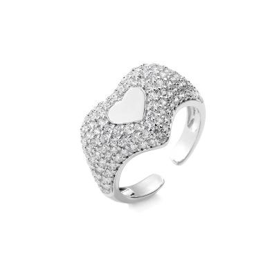 O coração dá forma a 925 aneis de noivado do zirconita de Sterling Silver Rings Micro Pave CZ