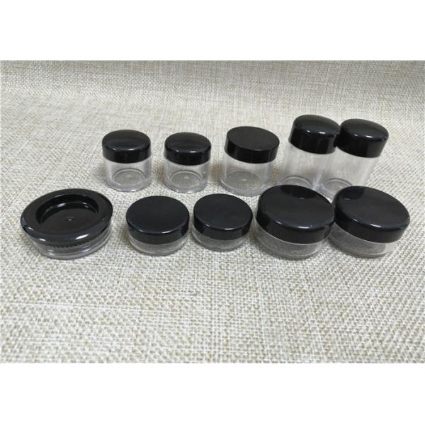 Empty Sealable Plastic Jars , Black Cap Small Plastic Makeup Containers