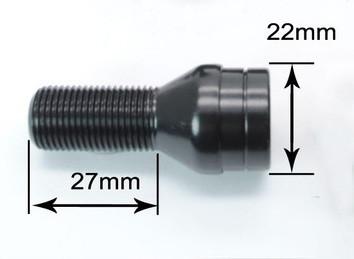 Black Bmw Locking Wheel Bolts M14x1.25 Millimeter With 4 Nuts And 2 Keys