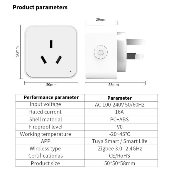 250V Tuya Zigbee Smart Plug Socket Mesh Repeater And Energy Monitor For Home Automation