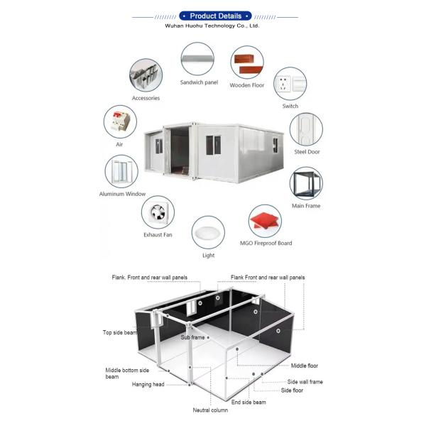 Customized Expandable Container House 2 Bedrooms Prefabricated Modular House