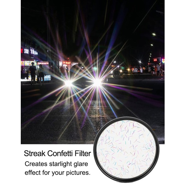 Streak Confetti Filter Rotatable Starlight Glare Filter 49mm - 82mm With Multi layer Coating