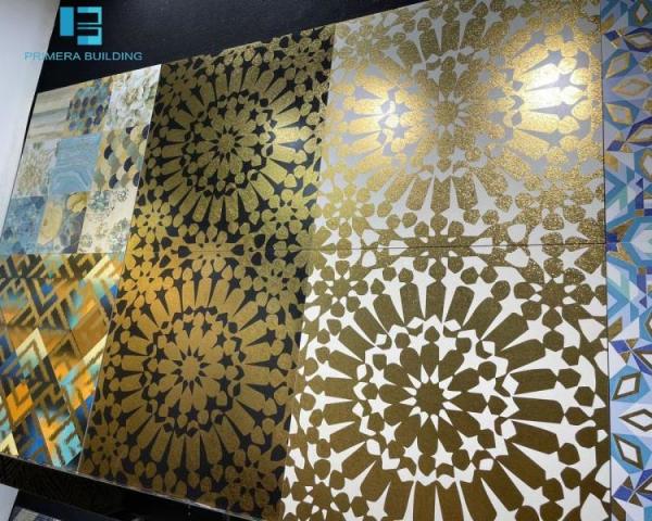 impression de jet d'encre des carrelages de couleur d'or de fleur de 60x60cm Sun 3D