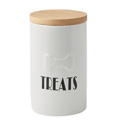 Cookie Biscuit Ceramic Dog Treat Jar , Ceramic Cat Treat Canister With Wood Lid