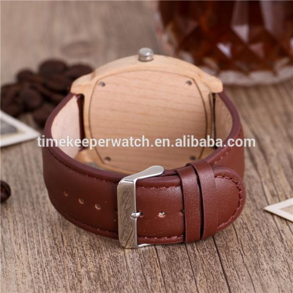 Aliexpress hot selling high quality wood case watch genuine leather strap mens luxury watch