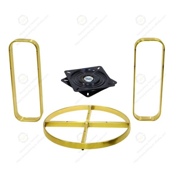 Gold Stainless Steel Decorative Furniture Frame Hardware Accessories Sofa Armrest Base With Handle and Swivel Plate
