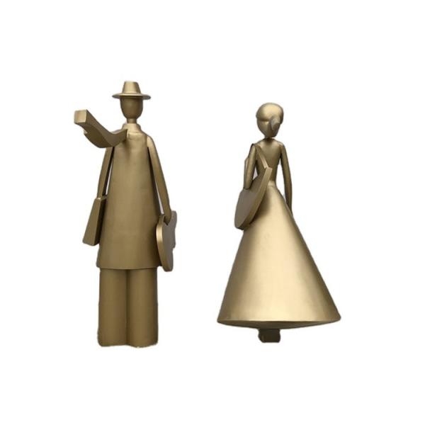 Brass Abstract Loving Couple Figurines 185cm Bronze Lovers Statue