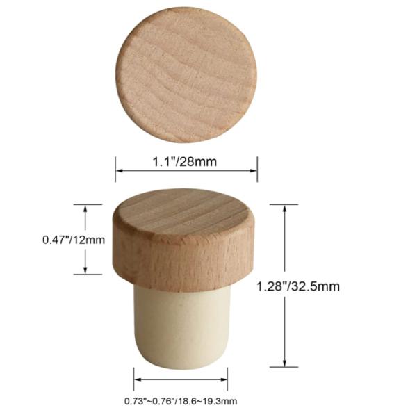 OEM ODM T Type Wooden Top Whisky Liquor Bottle Cap Для винной стеклянной бутылки