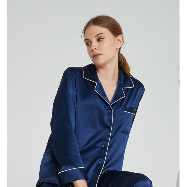 Luxury Sleep Wear Long Sleeve Silk Pajama Set Women Pajamas Silk Two Pieces