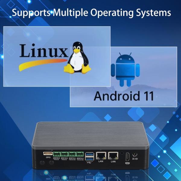 Mini PC industrial con ARM RK3567, doble Ethernet, 4 COM, DDR4 4GB y 32G RAM