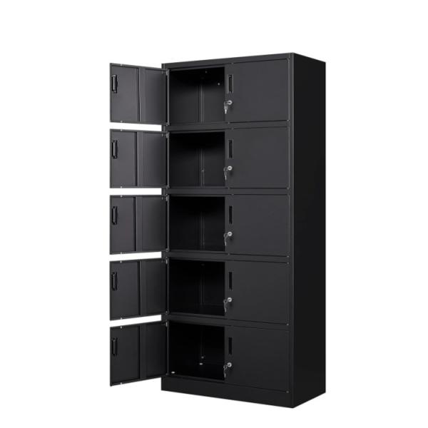 Industrial Design 71\ Black Steel Filing Cabinet with 10 Locking Doors Tool Box Office Home Garage Living Room Hospital Storage