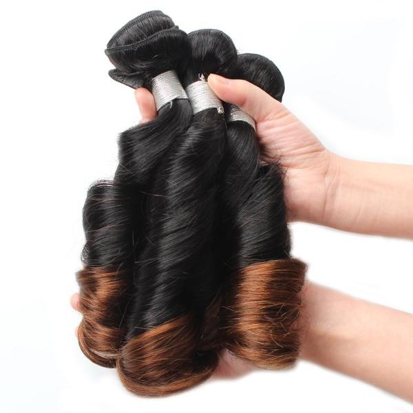 Funmi Hair Ombre Brazilian Hair Bundles Bouncy Curl Spring Curl 1B/4 Ombre Virgin Human Hair Weave