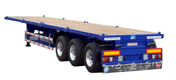 Tri axle 40 Tons Skeletal semi trailer for Transporting 20  foot 40 foot flatbed trailer