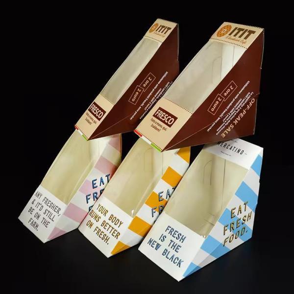 OEM Triangular Transparent Window Breakfast Bread Dessert Packaging Sandwich Paper Box