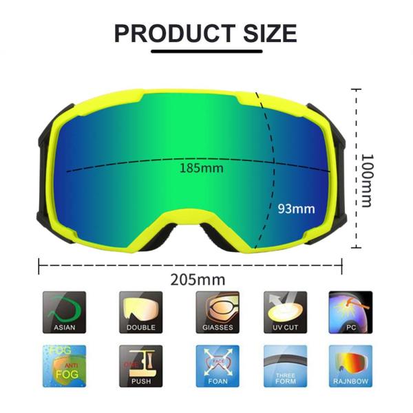 Custom Double Anti Fog Spherical Lens Ski Goggles for Adults Professional Design