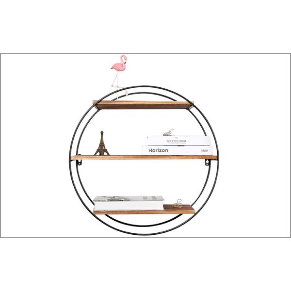 Floating Hanging Shelf for Picture Frames and Displaying Sundries in Wooden Metal