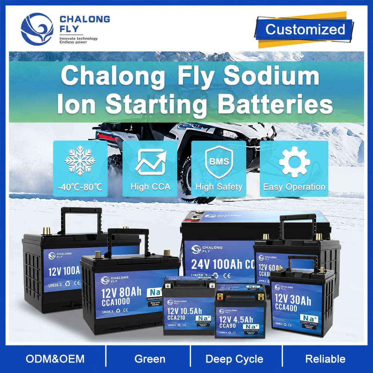 12V 40Ah H7 Sodium-Ion Start-Stop Battery with Smart BMS and 3500 Cycles for Passenger Cars