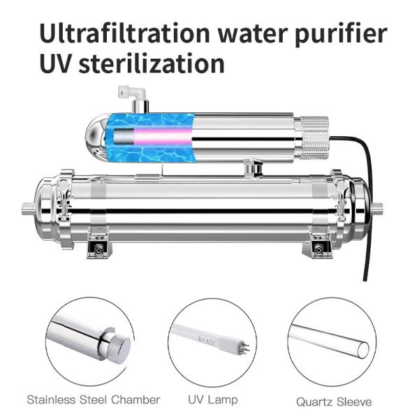 Stainless Steel UV Water Purifier 1000L/H Household With UV Ultraviolet Lamp