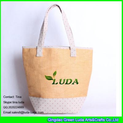 LUDA ladies handbag pink dots printed shoppig tote paper straw tote bag
