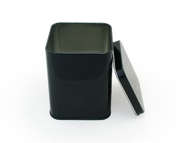 68x68x89mm Metal Black Square Tin Box Container For Loose Tea Storage , Metal Storage Tins