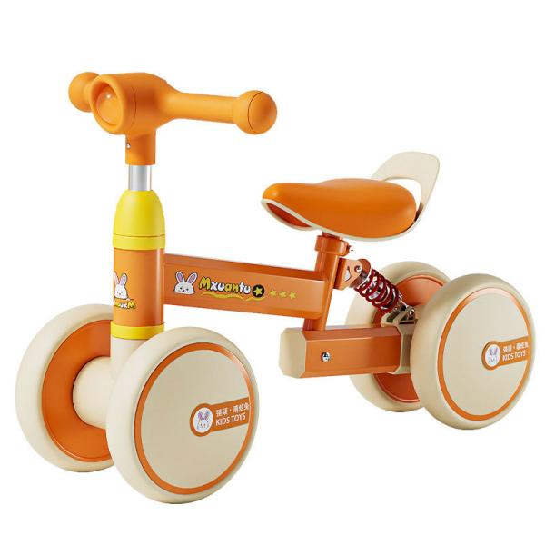Four Wheel Children's Stroller Handcart Learning Toy Push Bicycle with Metal Frame